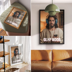 Retro poszter Ježíš, hráč