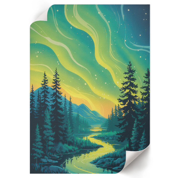 Retro poszter Malovaná krajina