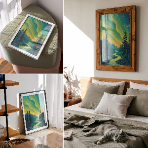 Retro poszter Malovaná krajina