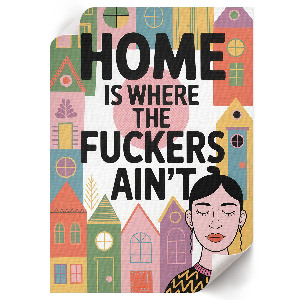 Retro plakát Barevné domy