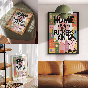 Retro plakát Barevné domy