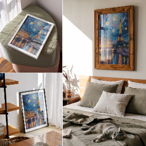 Retro plakát Paříž v noci