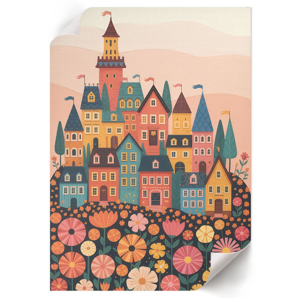 Retro plakát Barevné domy