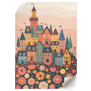 Retro plakát Barevné domy