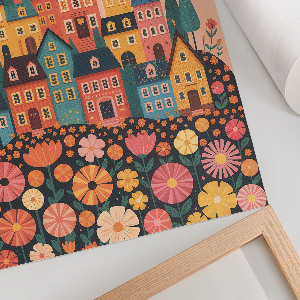 Retro plakát Barevné domy