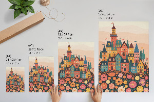 Retro plakát Barevné domy