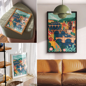 Retro plakát Městská krajina