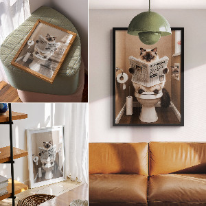 Vintage poszter Kočka na záchodě