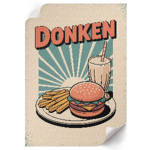 Retro plakát a gyorsétterem hangulatát idéző dizájnnal
