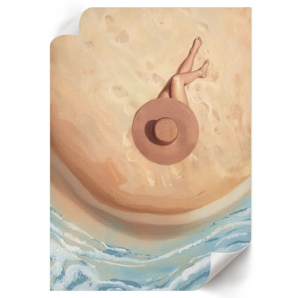 Retro poszter Žena a pláž