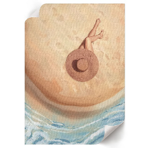 Retro poszter Žena a pláž