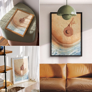 Retro poszter Žena a pláž