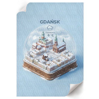 Retro plakát Sněhová koule Gdaňsk