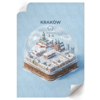 Retro poszter Sněhová koule Krakov