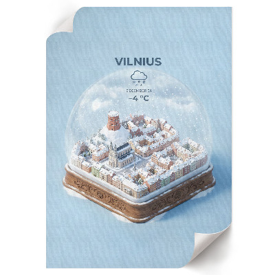 Retro plakát Sněhová koule ve Vilniusu