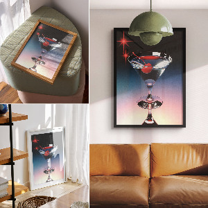 Retro plakát Třešňový koktejl