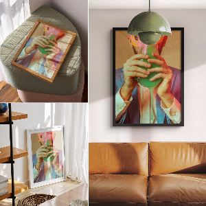 Retro poszter Surrealistický portrét