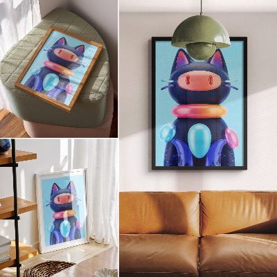Retro poszter Futuristická kočka