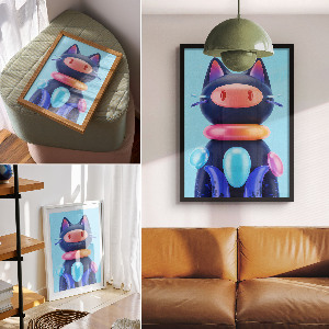 Retro poszter Futuristická kočka