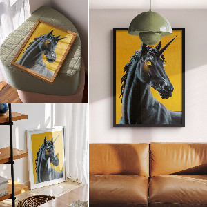 Vintage poszter Černý jednorožec