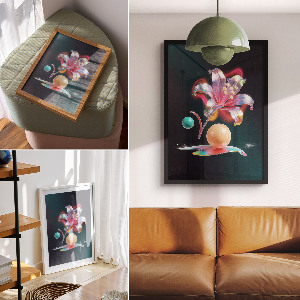 Vintage poszter Neonová lilie