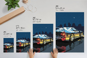 Retro plakát Jízda motorem v noci