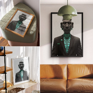 Vintage poszter Futuristická socha