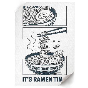Retro stílusú ramen témájú képregény poszter