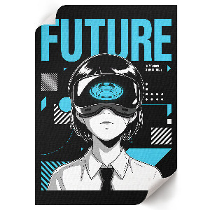 Vintage poszter futurisztikus grafikával