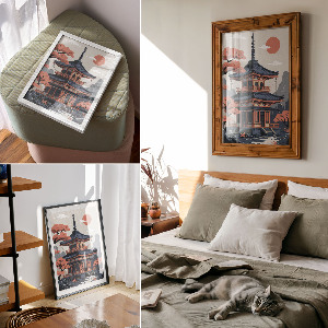 Retro plakát Chrám v Japonsku