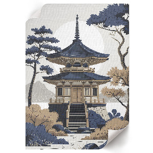 Retro poszter japán templommal