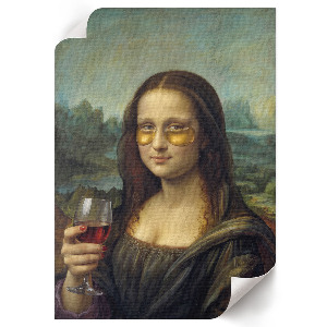 Retro poszter Mona Lisáról boros motívummal