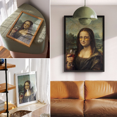 Retro poszter Mona Lisa s vínem