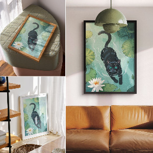 Vintage poszter Kotě ve vodě