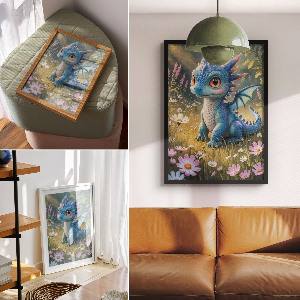 Retro poszter Modrý drak