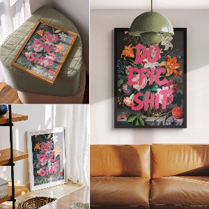 Retro plakát Abychom epixovali sračky, květiny