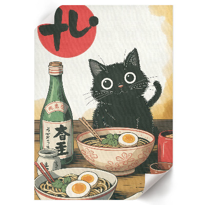 Retro poszter Kotě a ramen