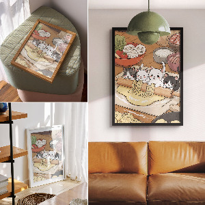 Poszter kép Kočky v kuchyni