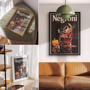 Retro poszter Negroni nápoj