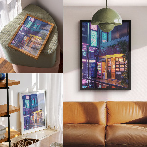 Retro plakát Městská krajina