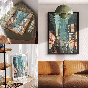 Retro poszter Městské neonové nápisy