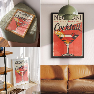 Retro poszter Koktejl Negroni