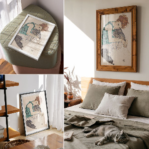 Retro poszter Sedící žena