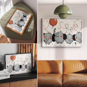 Poszter Ilustrace slonů