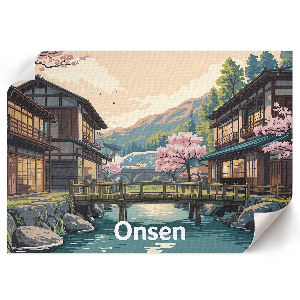 Poszter nyomtatás: japán tájkép onsenekkel