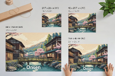 Poszter nyomtatás: japán tájkép onsenekkel