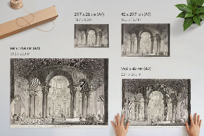 Poszternyomtatás a belső terekhez, temetkezési motívummal
